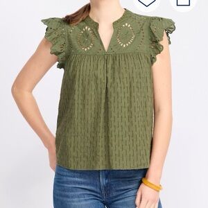 Daniel Rainn Allen Blouse Eyelet Flutter Sleeve Top - Women